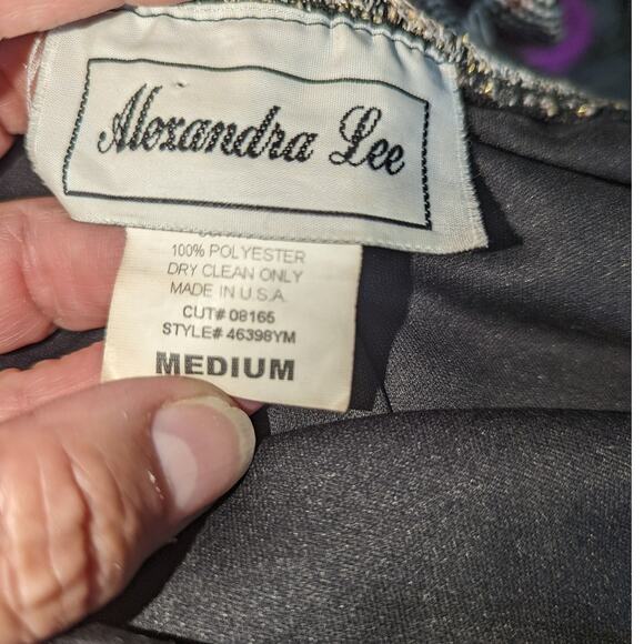 Vintage 90's Y2K Alexandra Lee Halter Maxi Dress Crochet Metallic Fringe Fitted - Picture 4 of 8